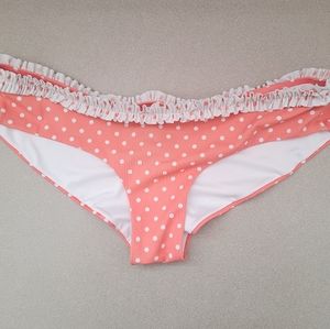 Victoria's Secret Coral Polka Dot Bikini Bottom M